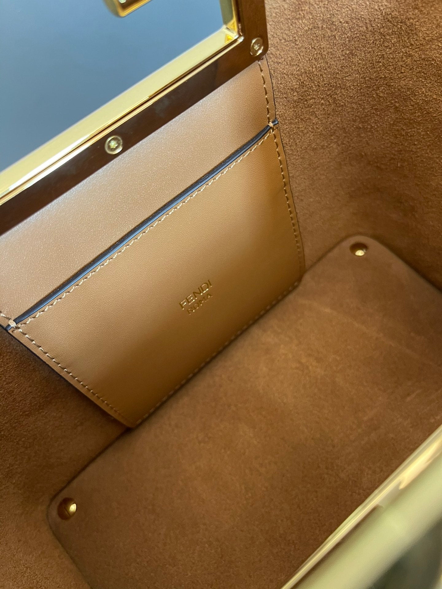 Fendi Way Small Leather Tote Bag - Tan Brown - Luxury Designer Handbag