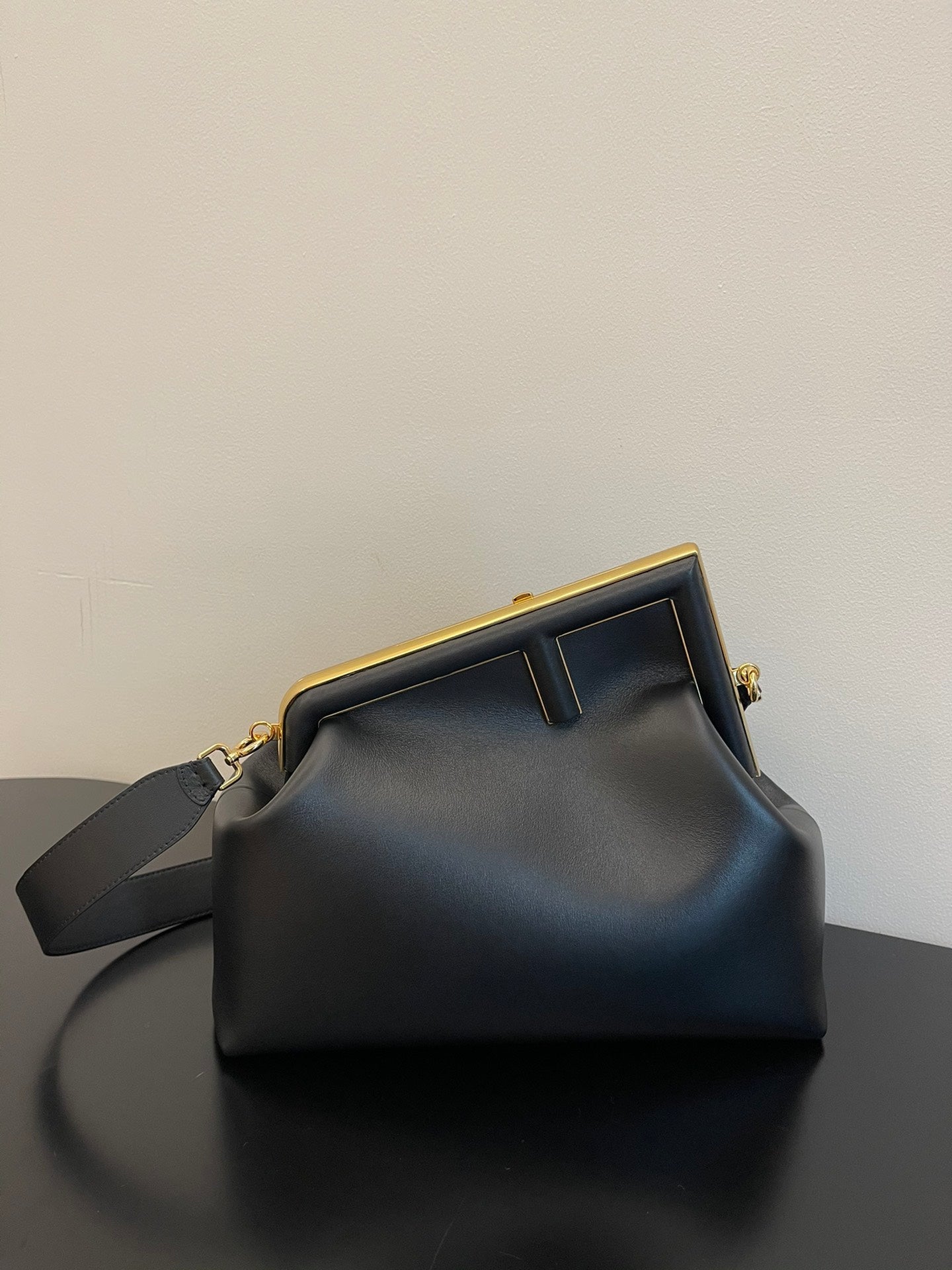 Elegant Black Leather Frame Clutch Bag - Designer Style Crossbody Handbag
