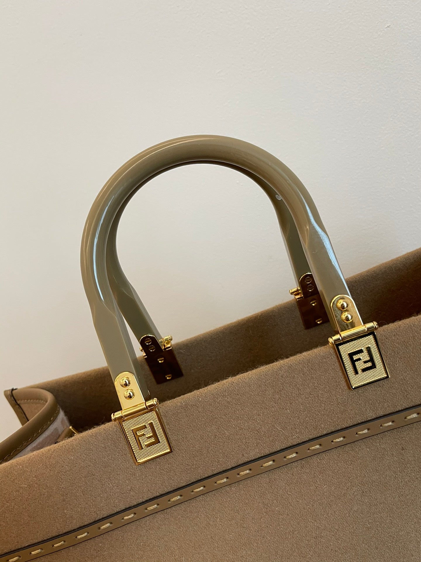 Fendi Sunshine Medium Shopper Bag - Taupe Leather Tote