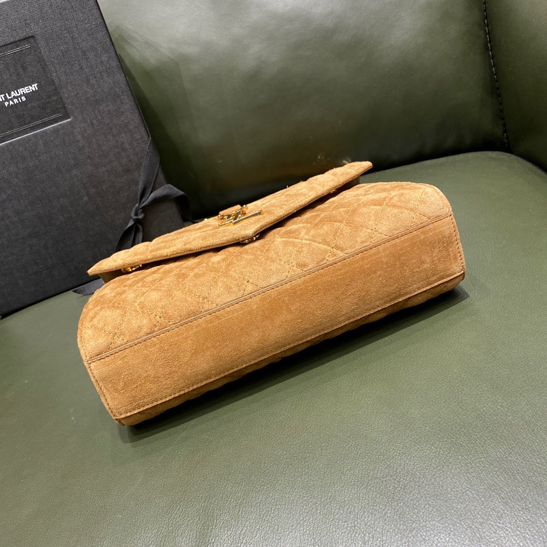 Saint Laurent Envelope Medium Bag in Quilted Suede - Tan