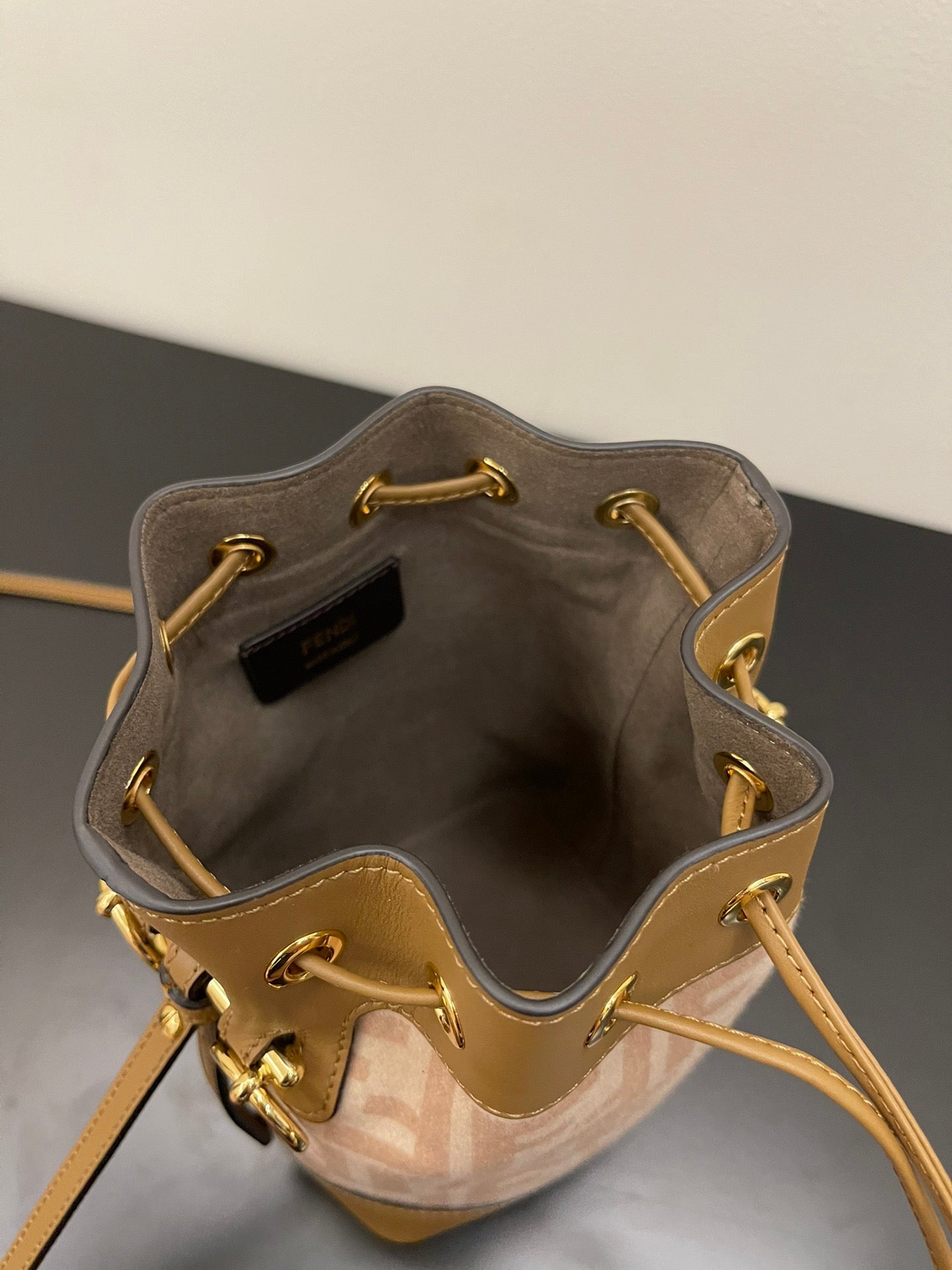 Fendi Mon Tresor Mini Bucket Bag - Beige FF Logo Canvas