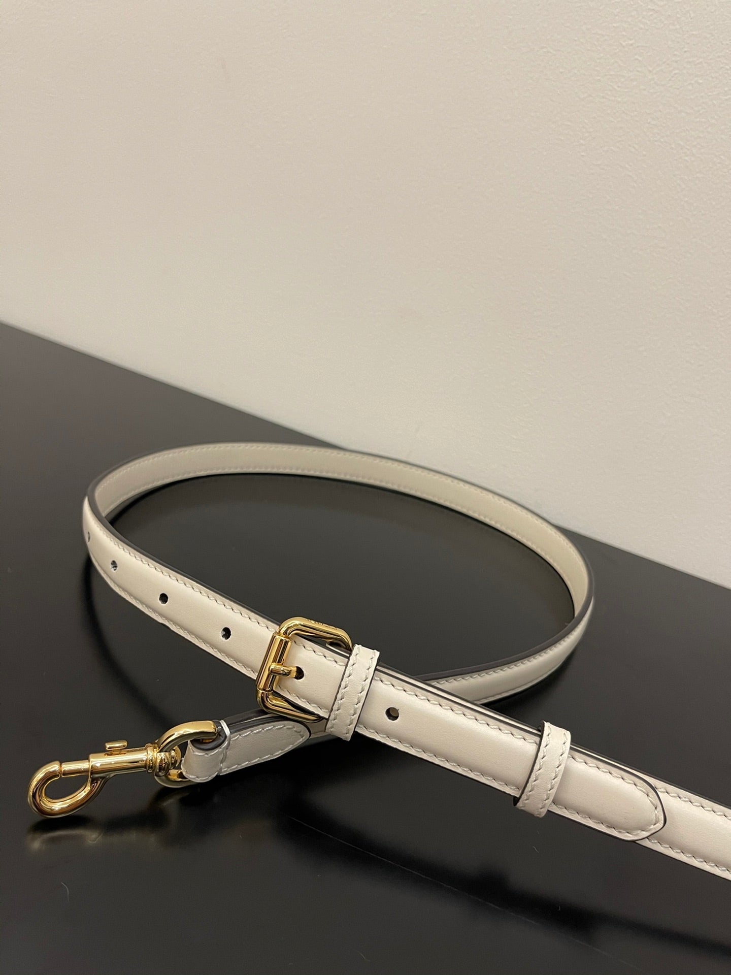 Fendi Touch Small Shoulder Bag in White Leather with Gold-Tone Hardware