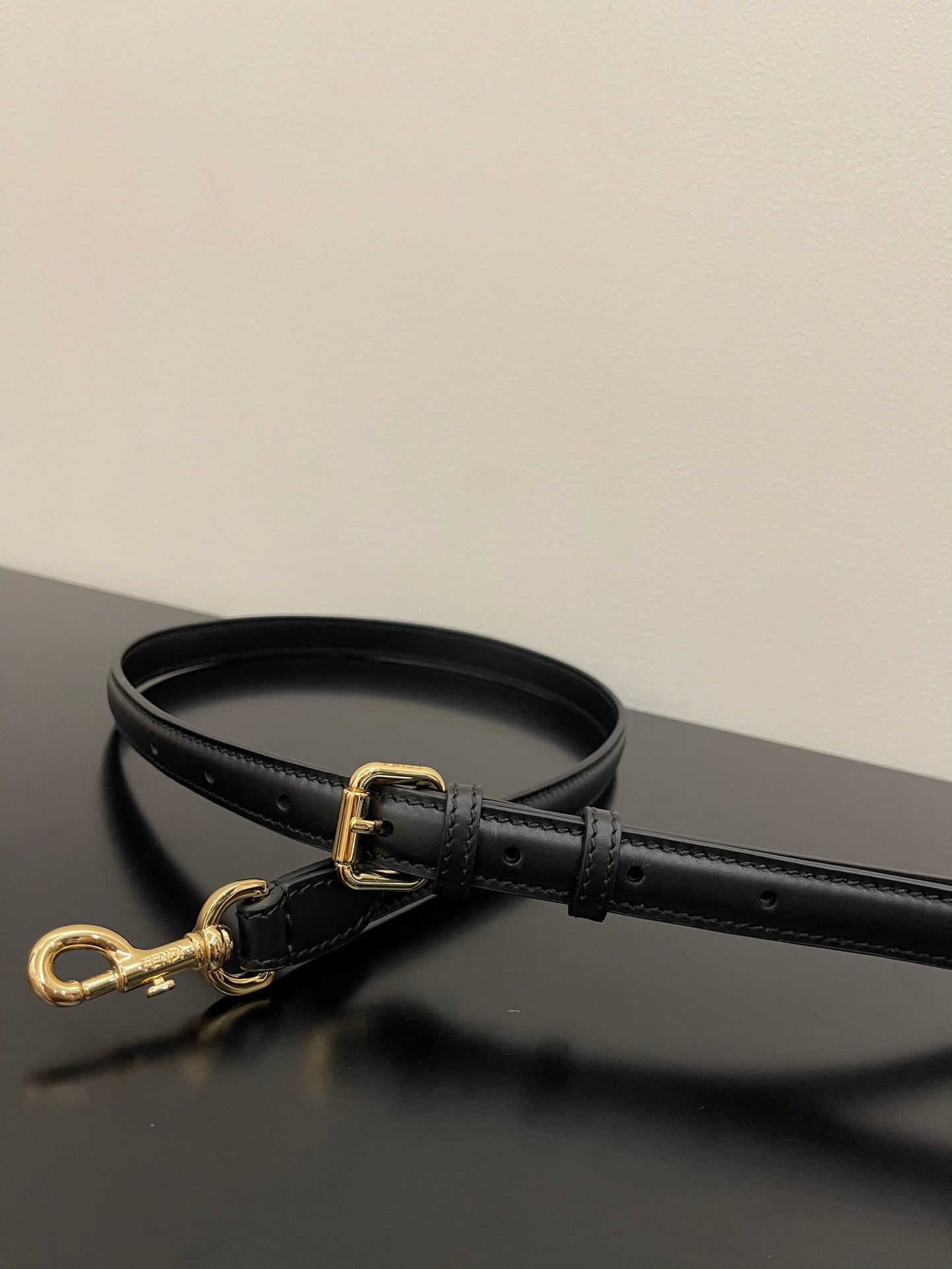 Fendi Black Leather Touch Shoulder Bag with Gold-Tone Hardware
