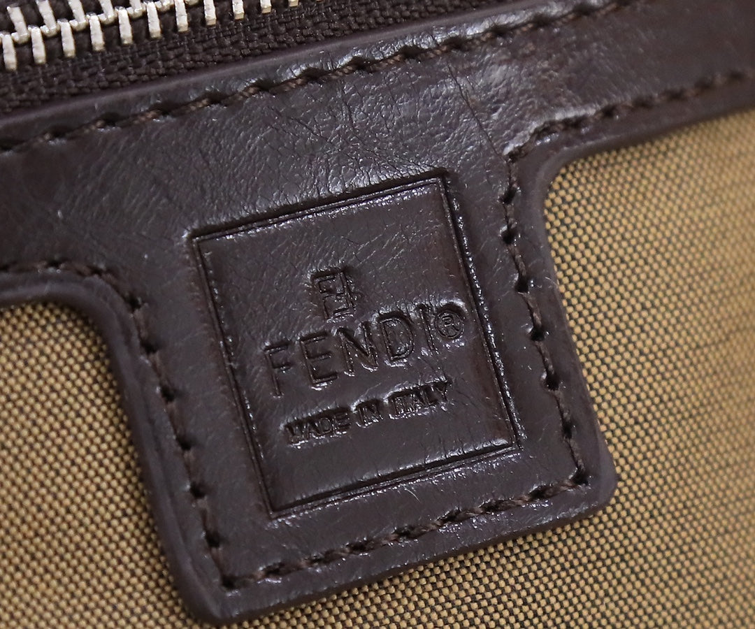 Fendi Baguette Brown Fabric Shoulder Bag with FF Motif
