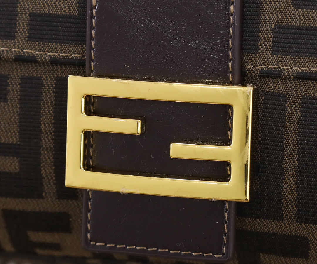 Fendi Vintage Zucca Canvas Baguette Shoulder Bag - Brown &amp; Black