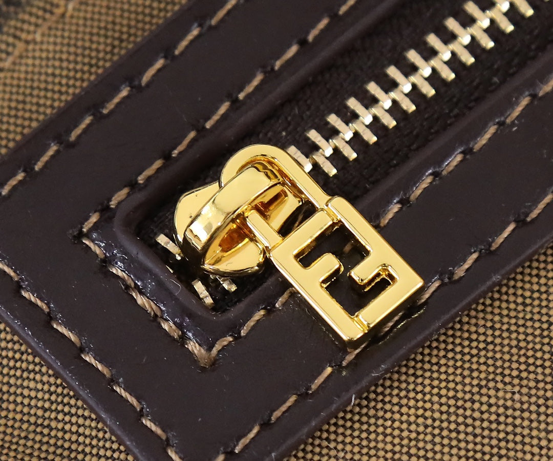 Fendi Vintage Zucca Canvas Baguette Shoulder Bag - Brown &amp; Black