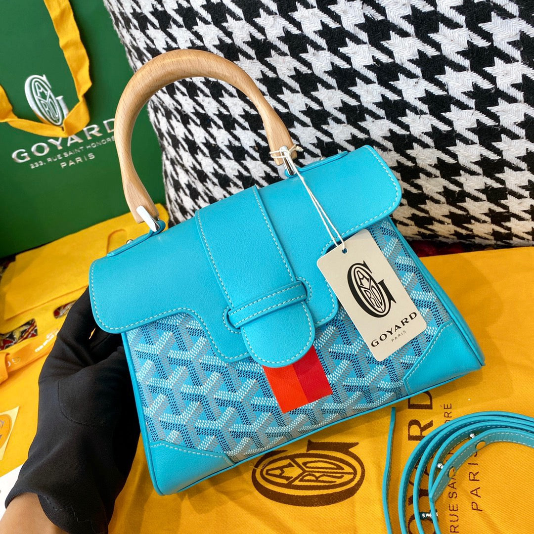 Gogy Turquoise Geometric Print Top Handle Handbag with Shoulder Strap