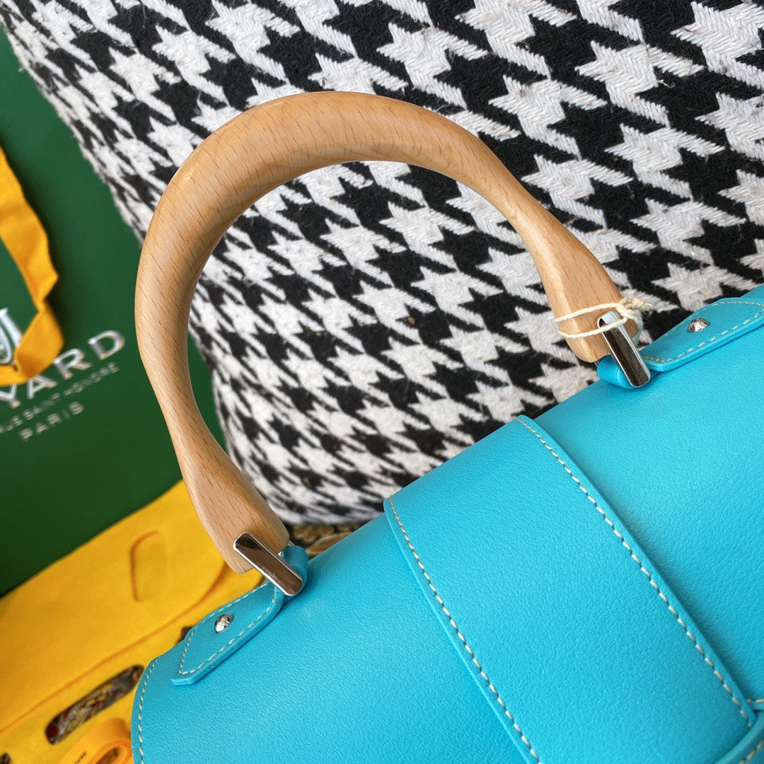 Gogy Turquoise Geometric Print Top Handle Handbag with Shoulder Strap