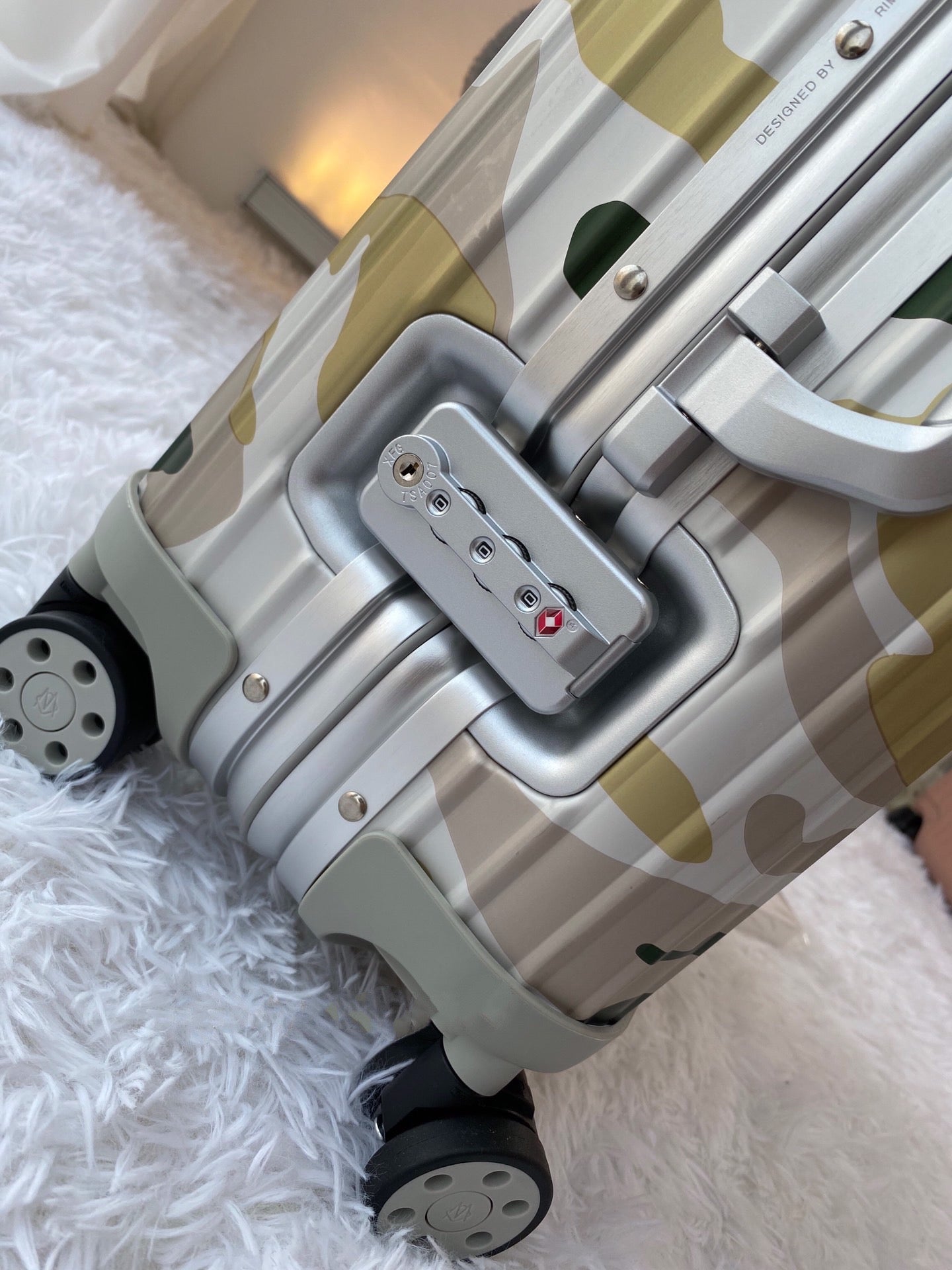 Yellow and Green Camouflage Hard Shell Spinner Suitcase