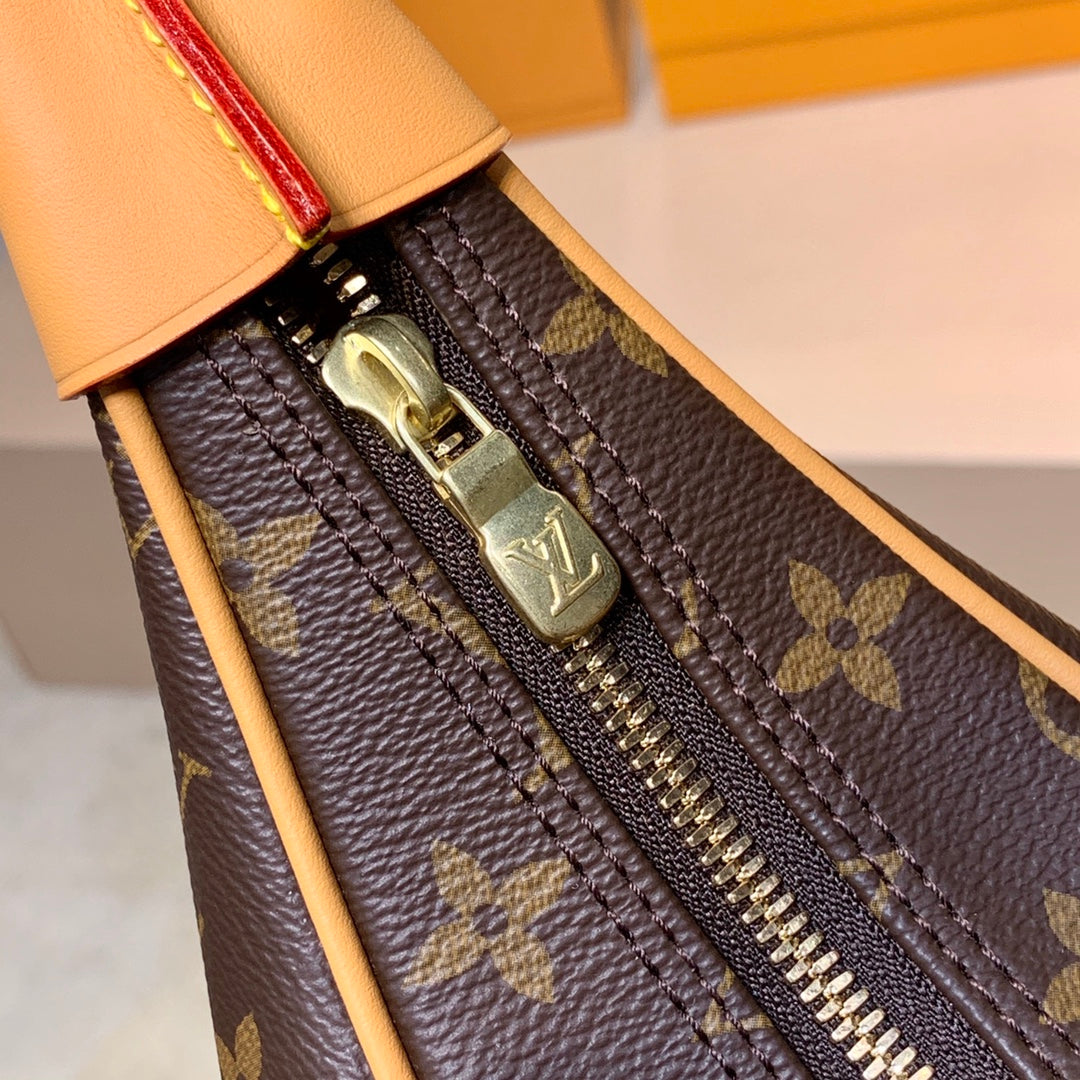 Louis Vuitton Vintage Brown Monogram Hobo Shoulder Bag with Leather Trim