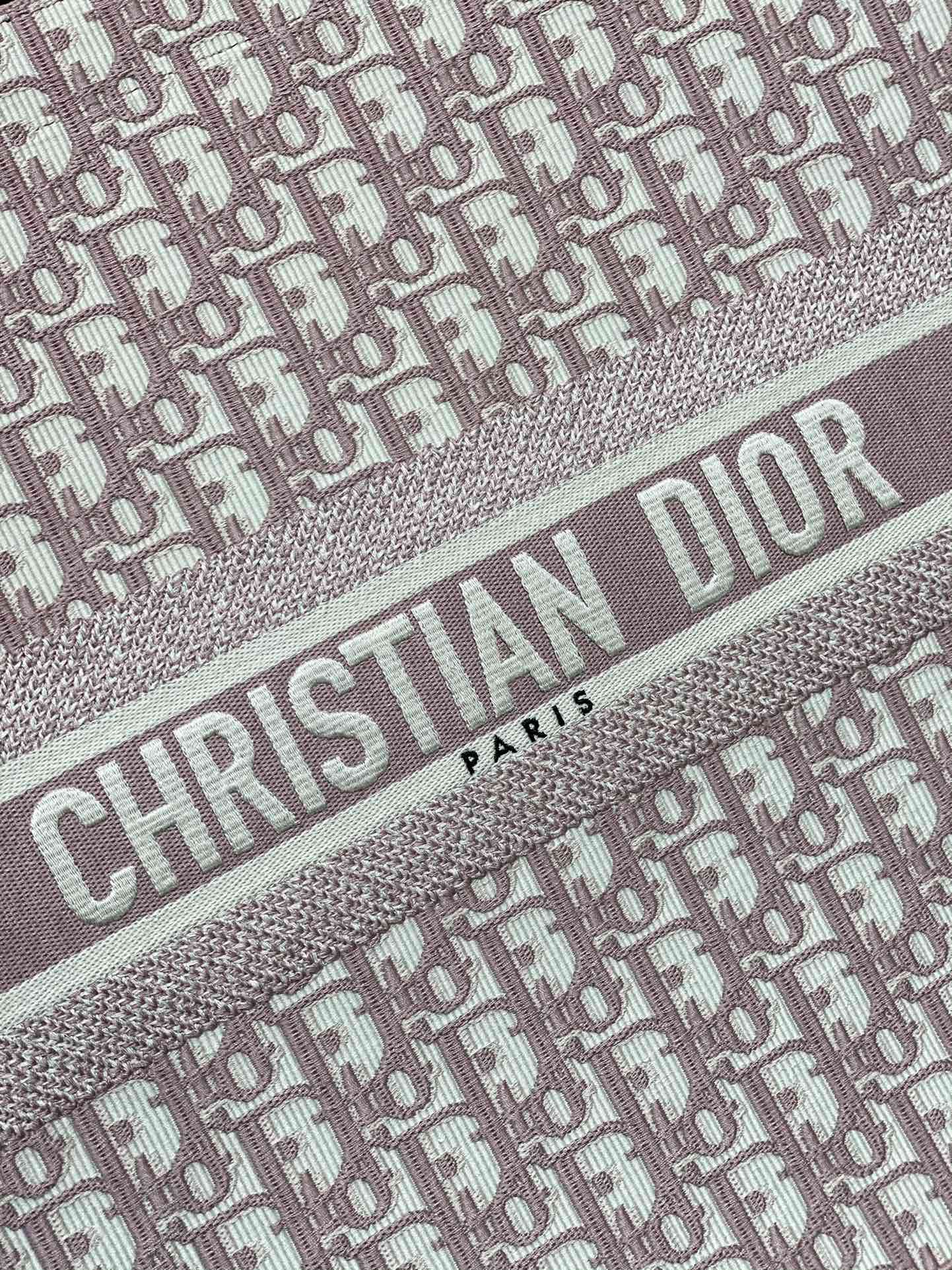 Dior Dusty Pink Monogram Canvas Tote Bag Structured Top Handle Handbag