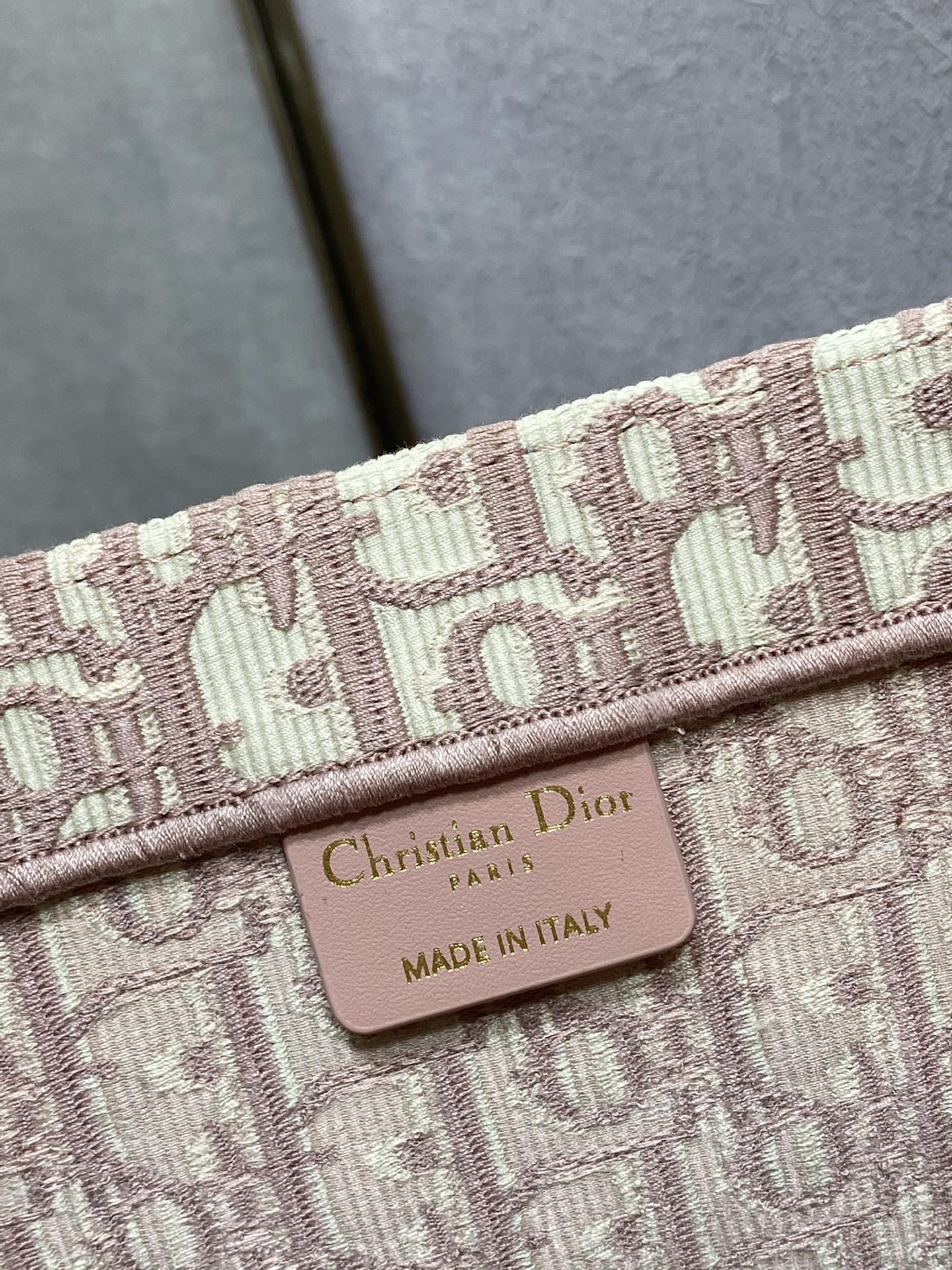 Dior Dusty Pink Monogram Canvas Tote Bag Structured Top Handle Handbag