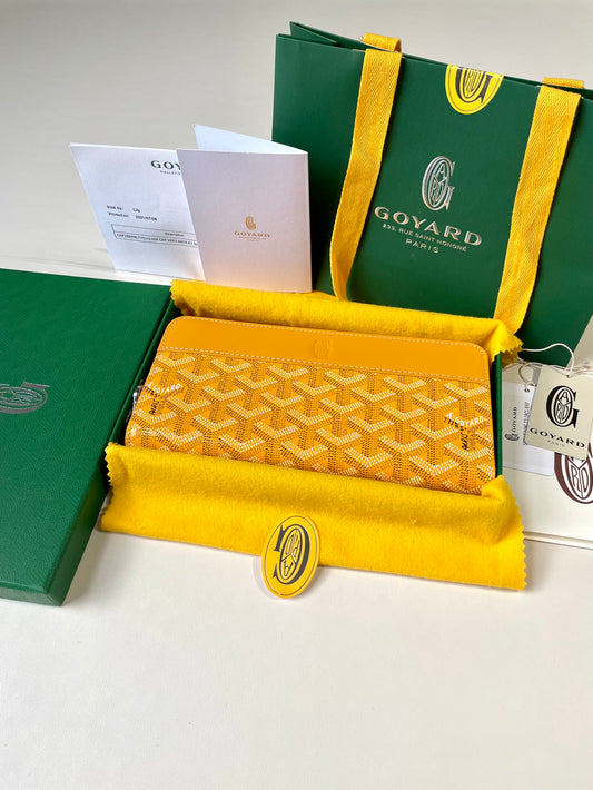 Gogy Luxury Yellow Chevron Pattern Long Wallet Clutch Organizer