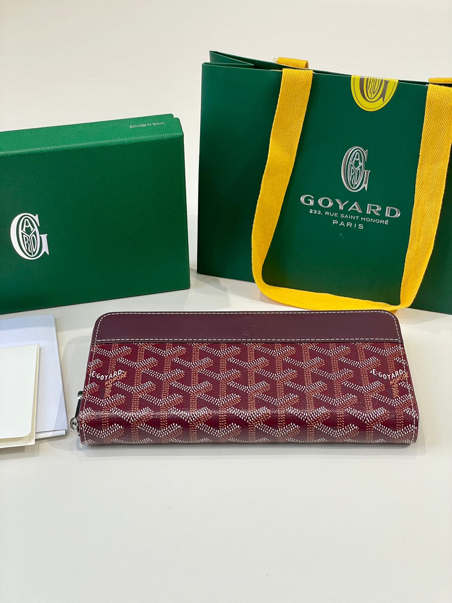 Gogy Luxury Burgundy Chevron Print Leather Zip Around Long Wallet