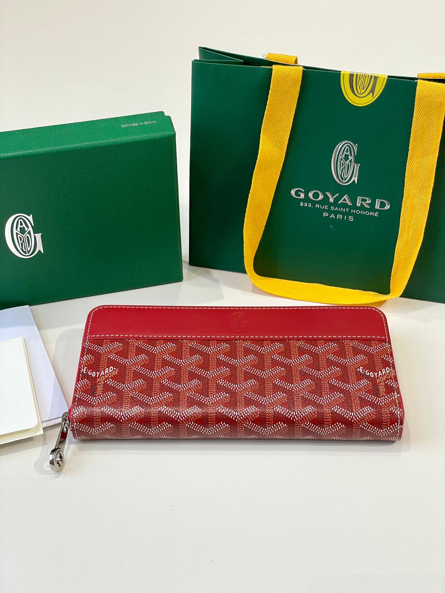 Gogy Red Chevron Monogram Continental Leather Wallet with Flap