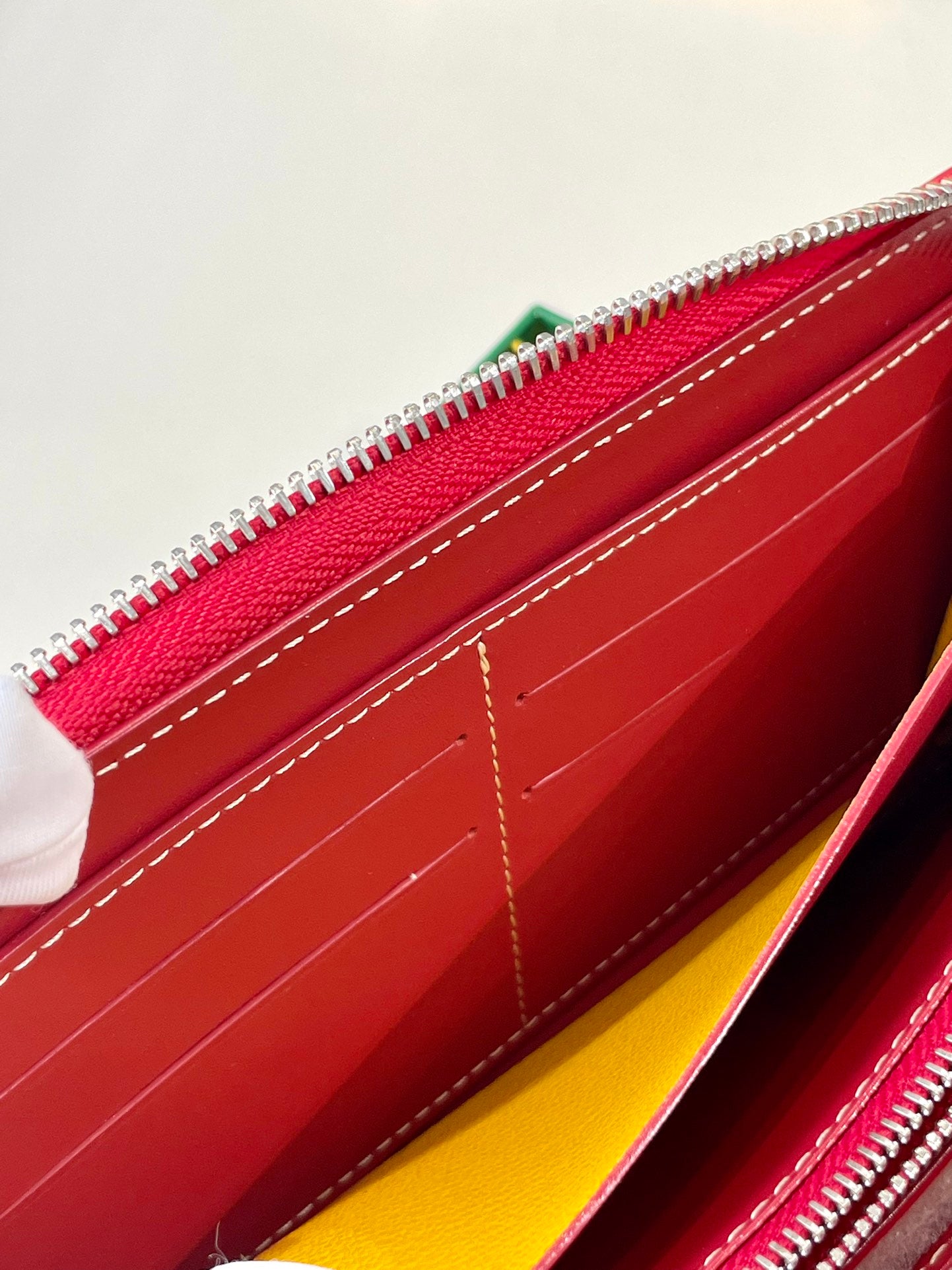 Gogy Red Chevron Monogram Continental Leather Wallet with Flap