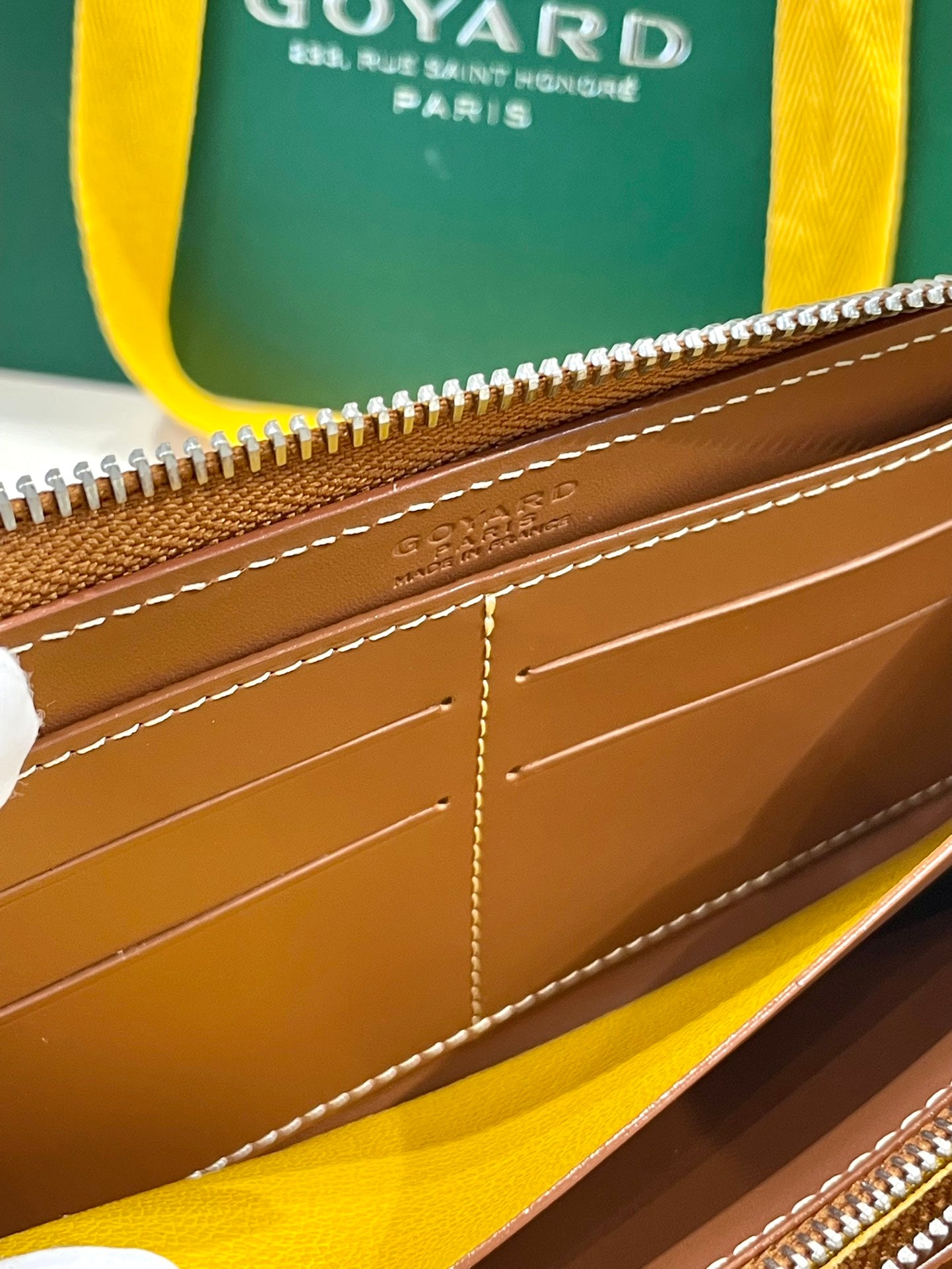 Gogy Classic Chevron Print Canvas Long Wallet with Leather Trim