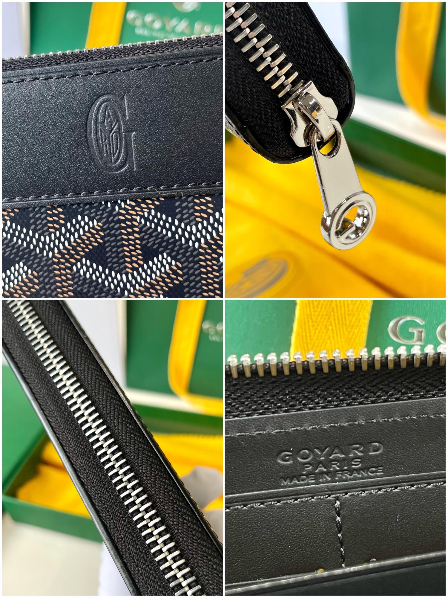 Gogy Black Chevron Pattern Canvas Long Zip Around Wallet