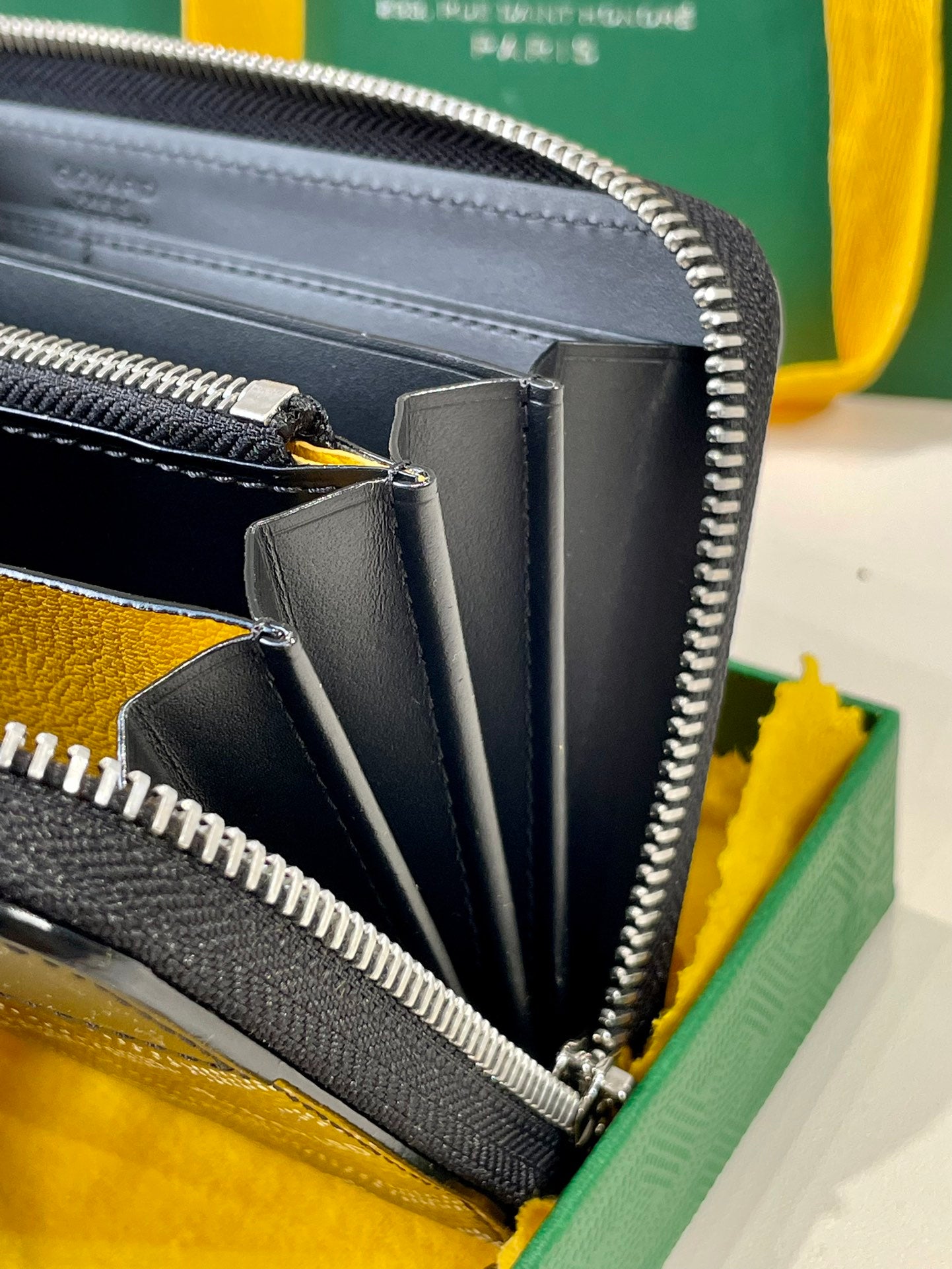 Gogy Black Chevron Pattern Canvas Long Zip Around Wallet