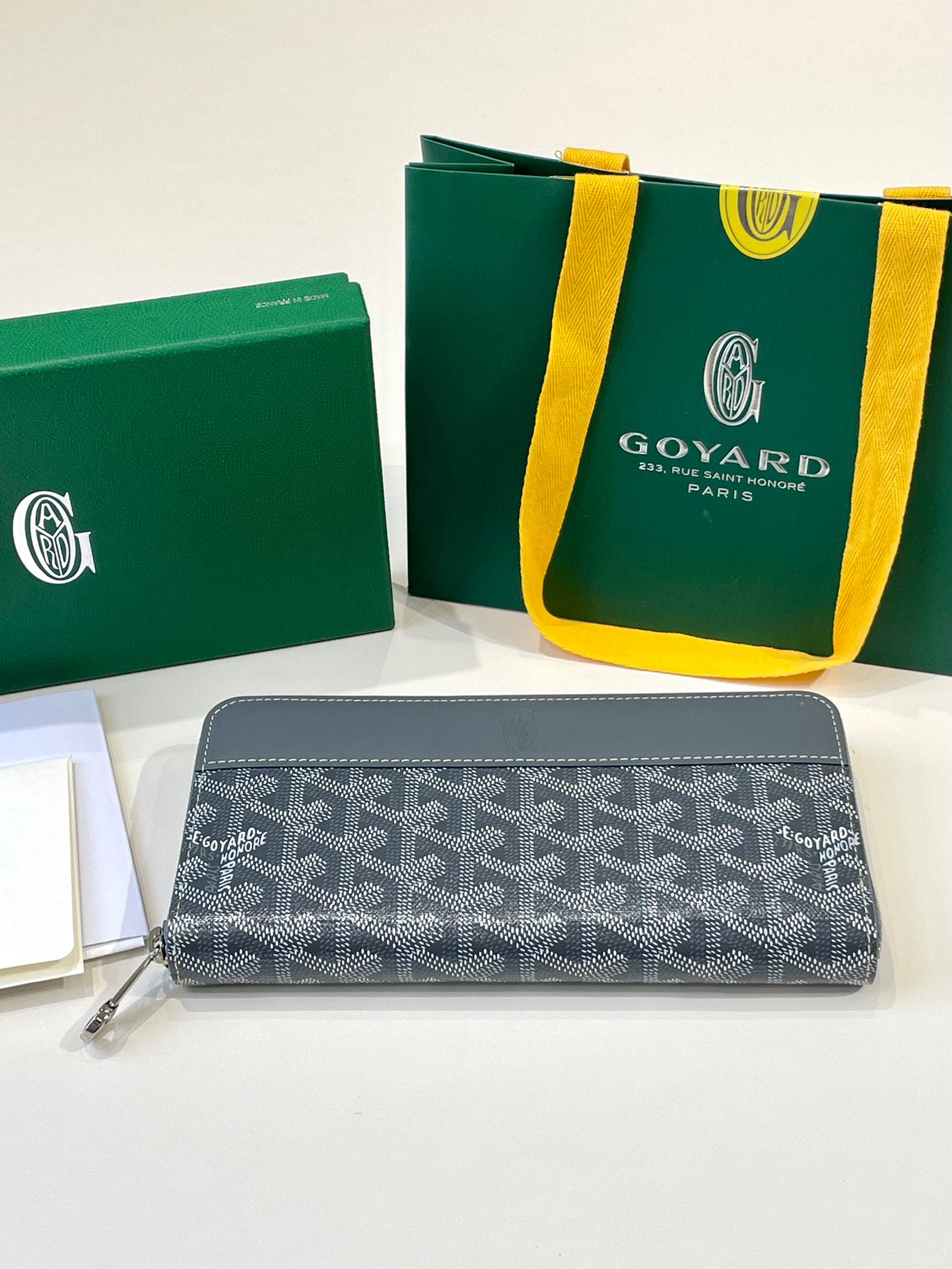 Gogy Elegant Grey Chevron Monogram Zip-Around Organizer Long Wallet