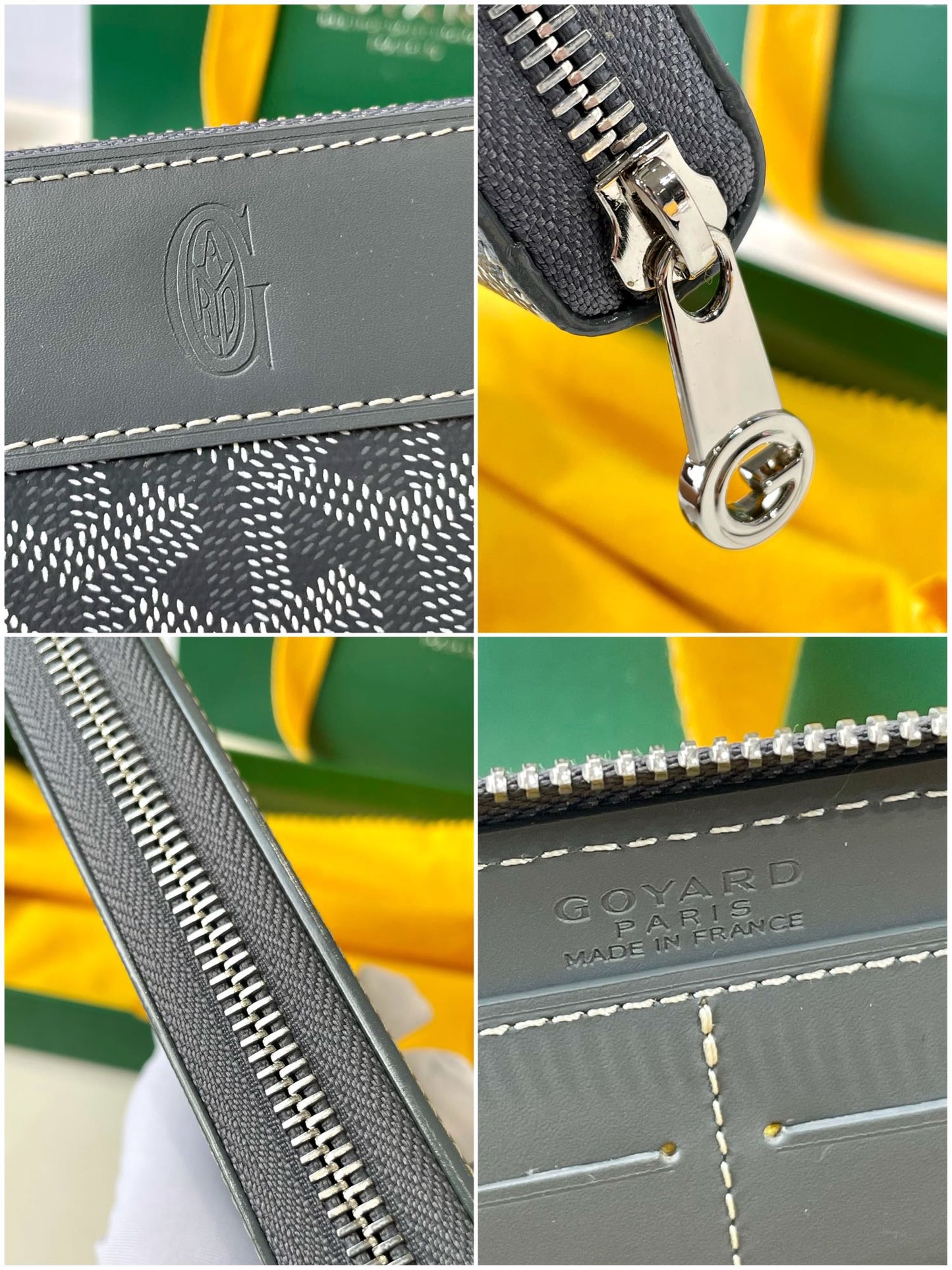 Gogy Elegant Grey Chevron Monogram Zip-Around Organizer Long Wallet