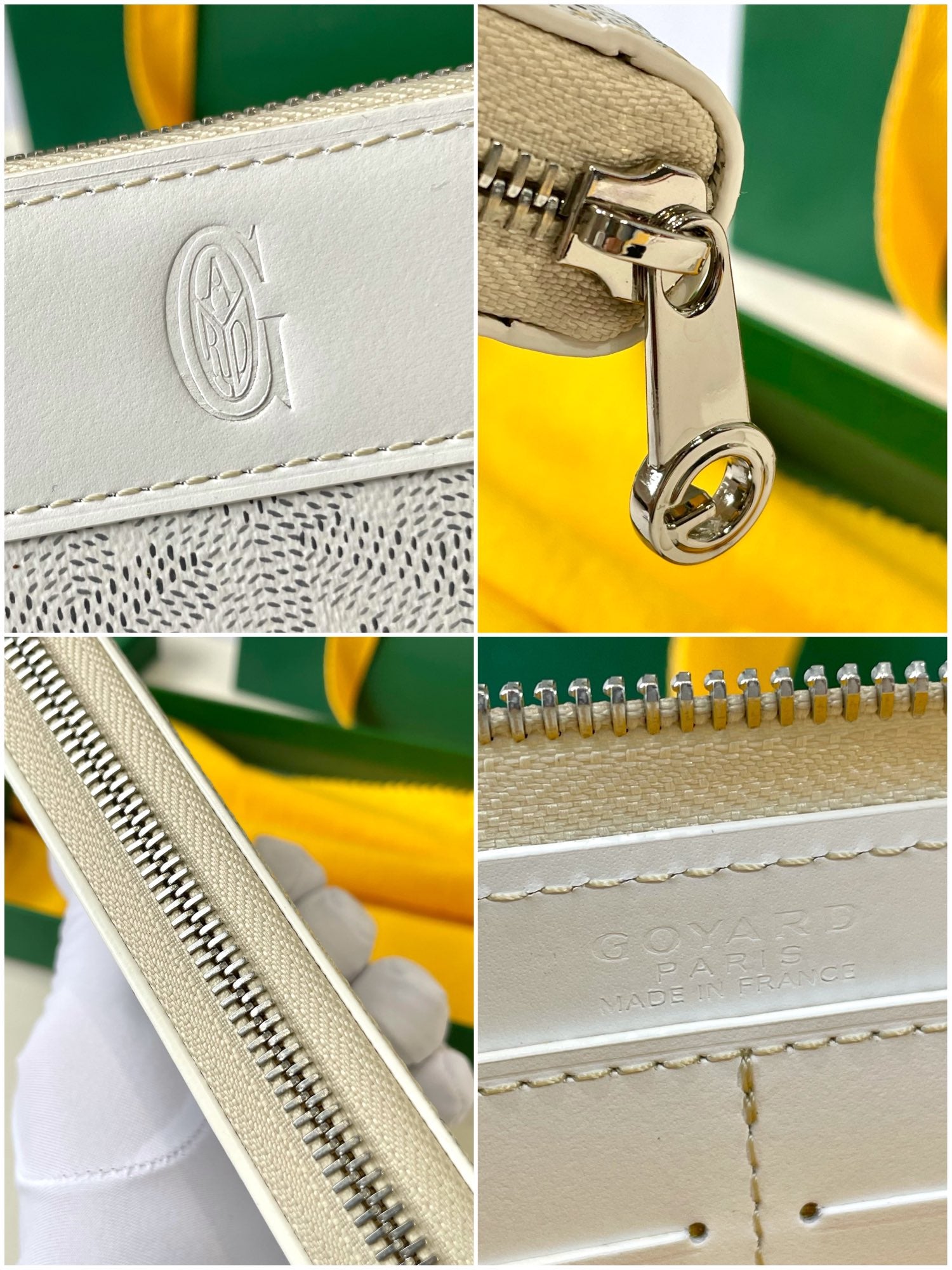 Gogy Classic Grey Chevron Pattern Coated Canvas Zip Around Long Wallet