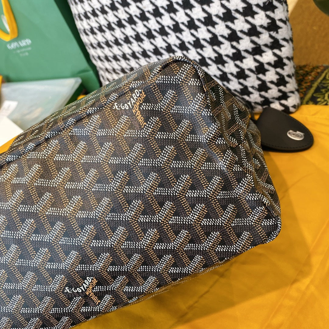 Gogy Luxury Grey Chevron Pattern Canvas Tote Bag with Structured Base