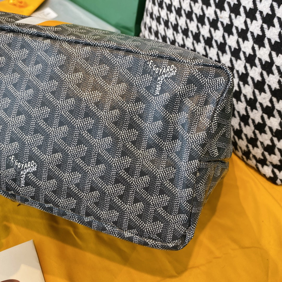Gogy Classic Grey Chevron Monogram Tote Bag Large Shoulder Shopper