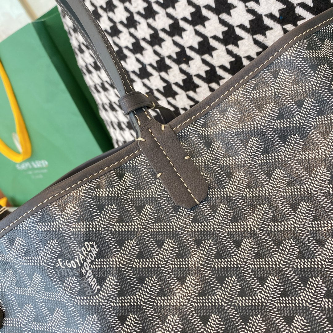 Gogy Classic Grey Chevron Monogram Tote Bag Large Shoulder Shopper