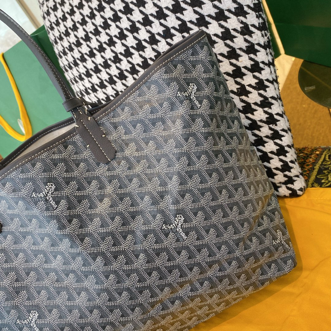 Gogy Classic Grey Chevron Monogram Tote Bag Large Shoulder Shopper