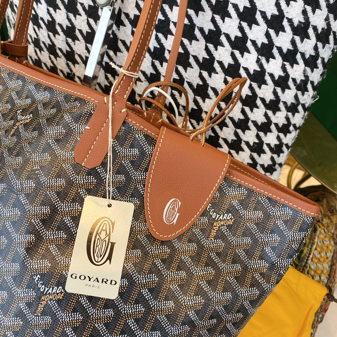 Gogy Classic Geometric Pattern Tote Bag with Cartoon Print and Pouch