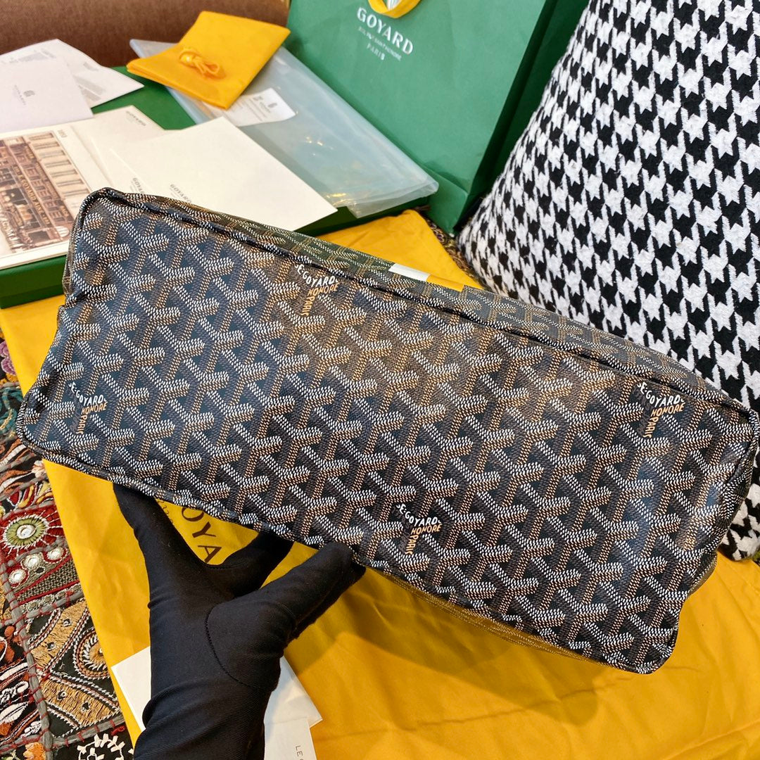 Gogy Geometric Chevron Print Canvas Tote Bag with Leather Handles