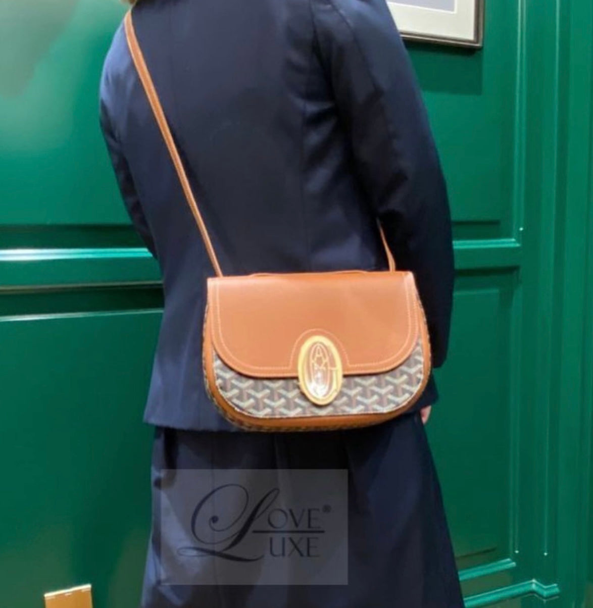 Gogy Elegant Grey Leather Monogram Saddle Bag Flap Shoulder Purse