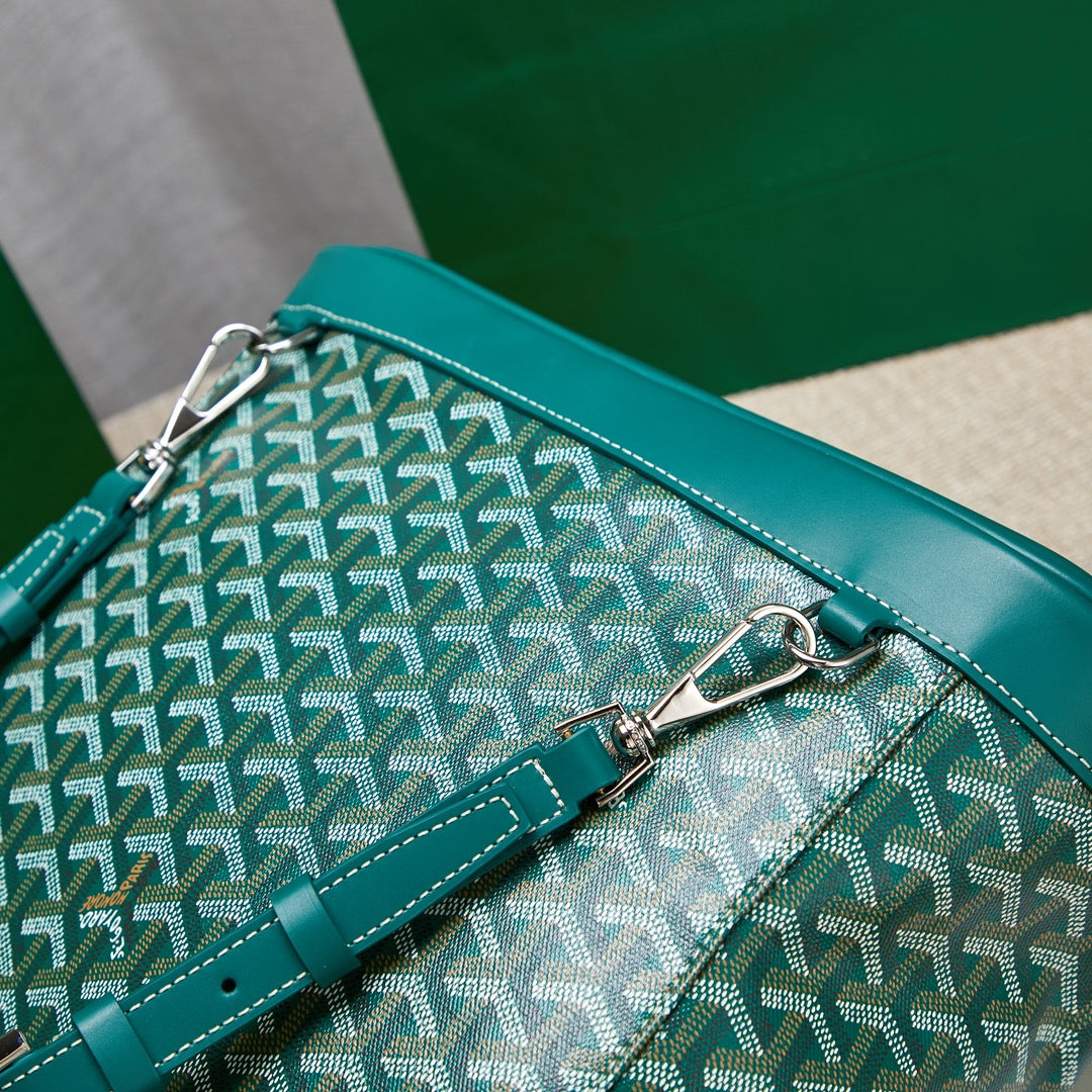 Gogy Luxury Teal Chevron Print Canvas Backpack with Flap Closure