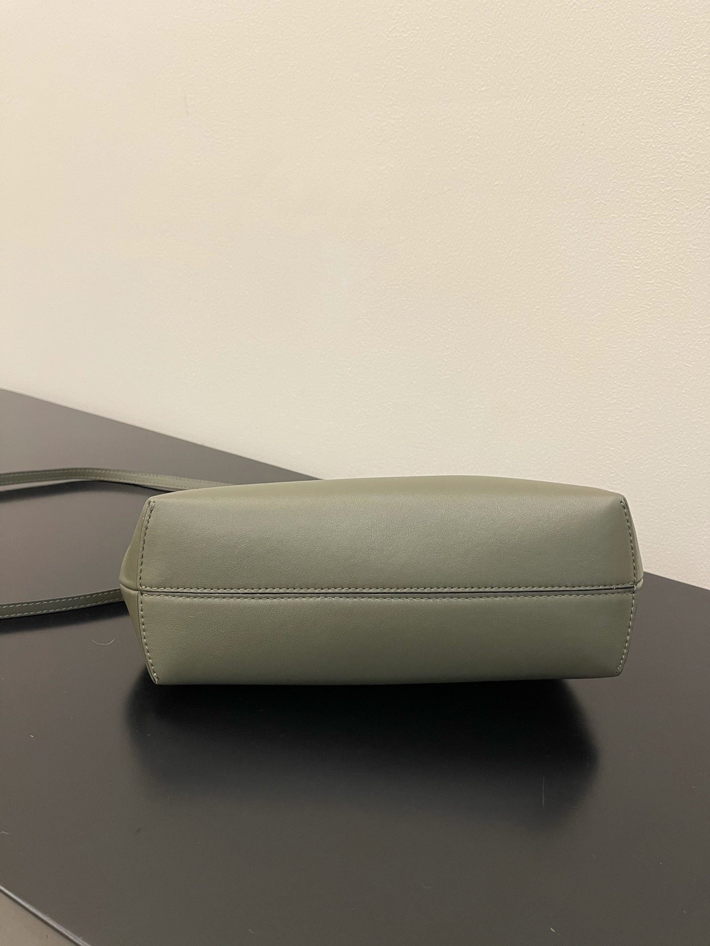 Sage Green Leather Frame Clutch Crossbody Bag with Gold Hardware