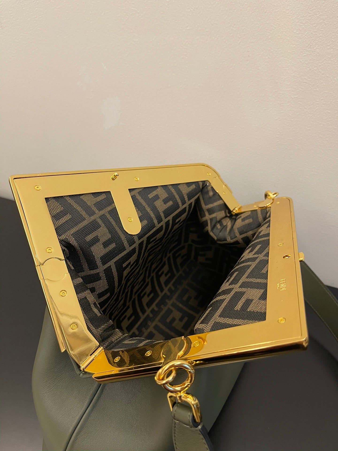 Women's Olive Green Frame Clutch Crossbody Bag - Elegant Evening Handbag