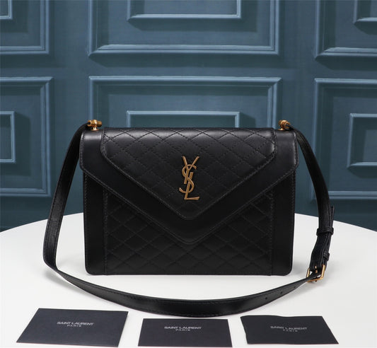 Saint Laurent Gaby Medium Quilted Leather Shoulder Bag in Black