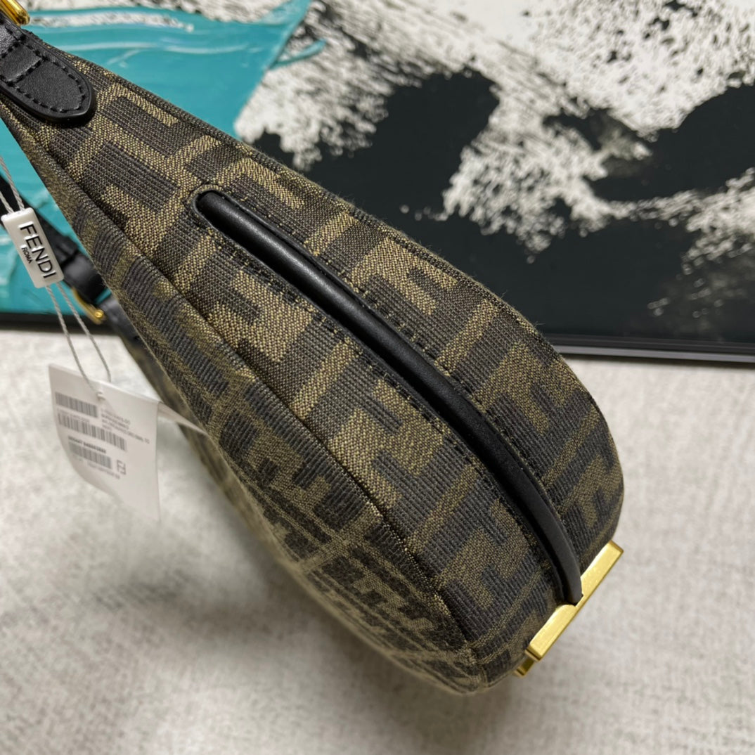 Fendi FF Monogram Canvas Small Hobo Bag - Brown/Tobacco