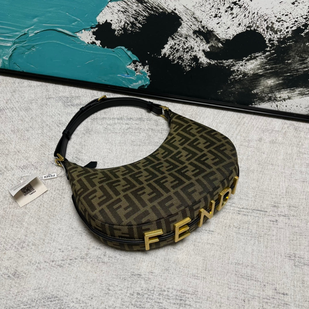 Fendi FF Monogram Canvas Small Hobo Bag - Brown/Tobacco