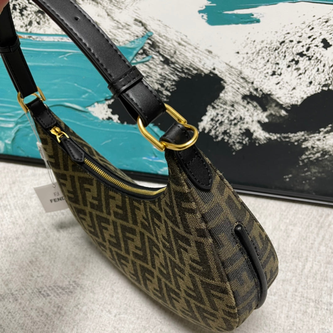 Fendi FF Monogram Canvas Small Hobo Bag - Brown/Tobacco
