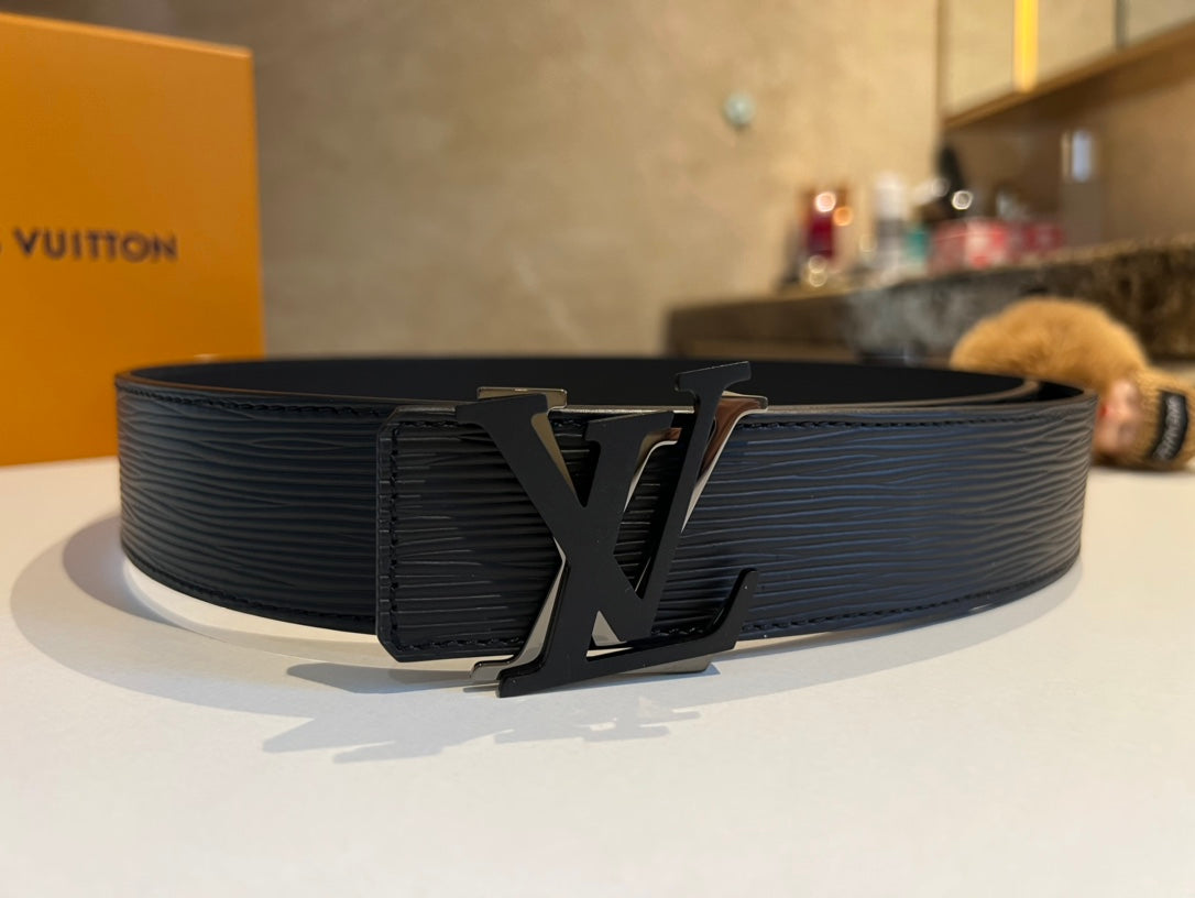 Louis Vuitton Men's LV Initiales 40mm Reversible Belt, Black Epi Leather, Silver-Tone Hardware Buckle