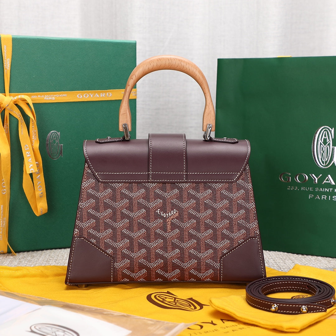 Gogy Vintage Burgundy Chevron Monogram Top Handle Leather Shoulder Bag