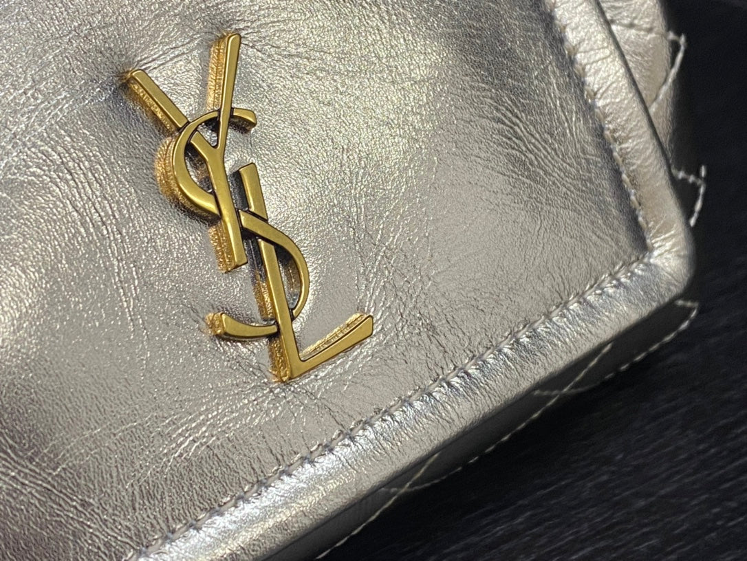 Saint Laurent Joe Mini Bucket Bag in Metallic Quilted Leather - Gold