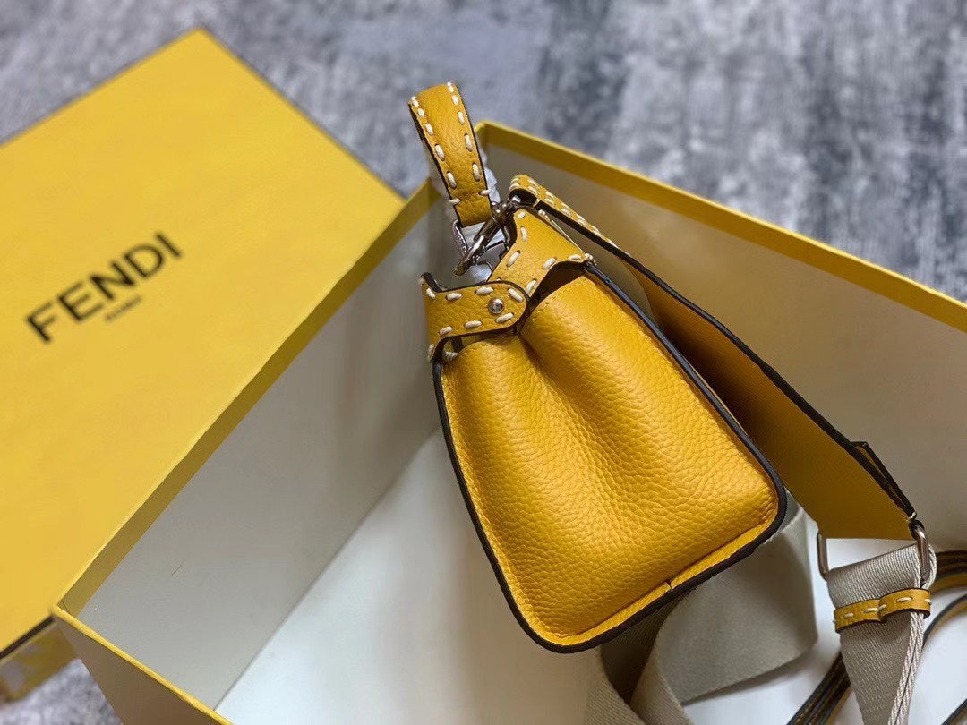 Fendi Peekaboo ISeeU Petite Yellow Leather Bag with FF Logo Accessories
