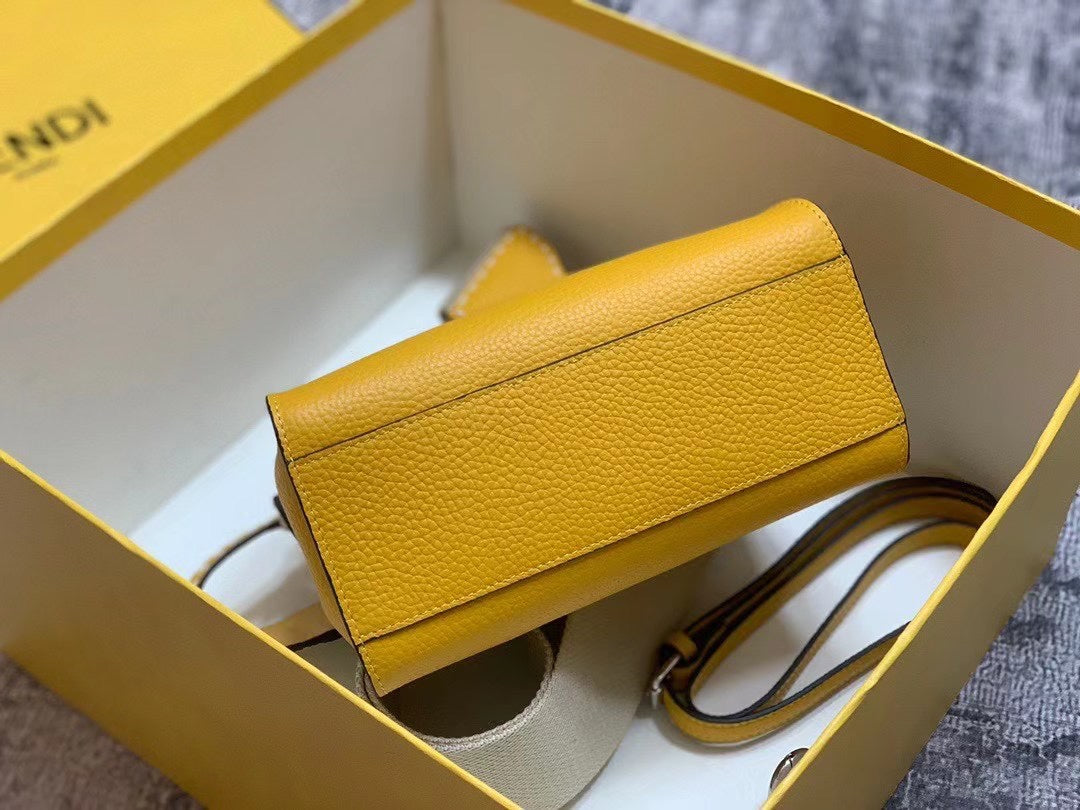 Fendi Peekaboo ISeeU Petite Yellow Leather Bag with FF Logo Accessories