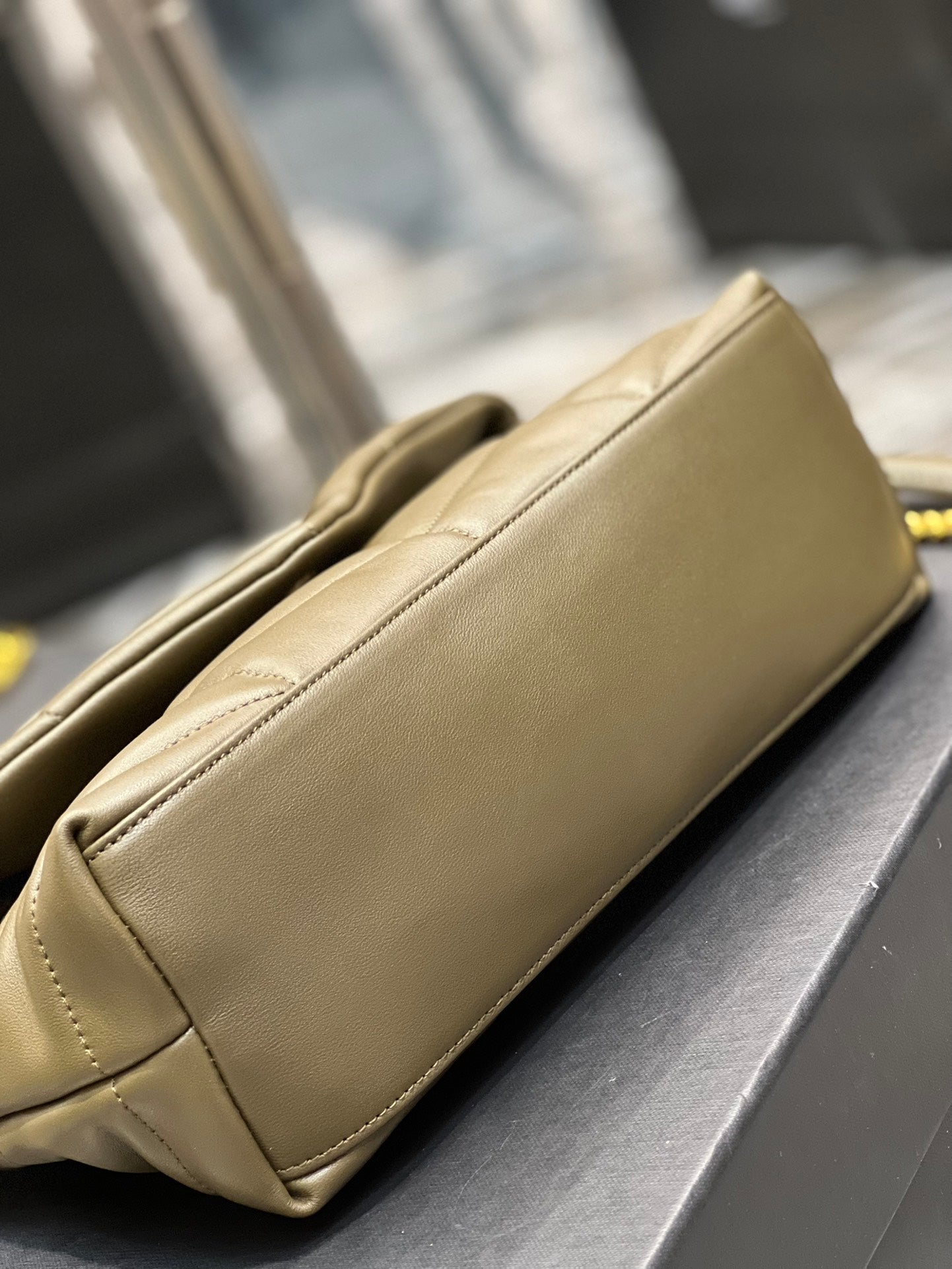 Saint Laurent Small Loulou Puffer Bag in Quilted Lambskin - Olive Green with Gold Hardware