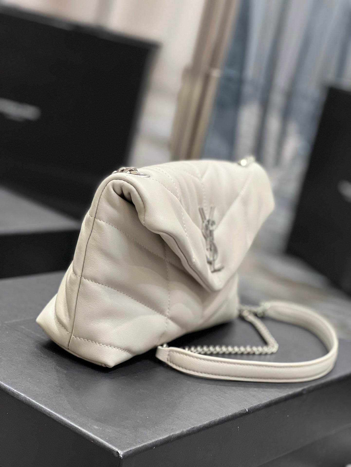 Saint Laurent Loulou Small Quilted Leather Shoulder Bag - Cream White