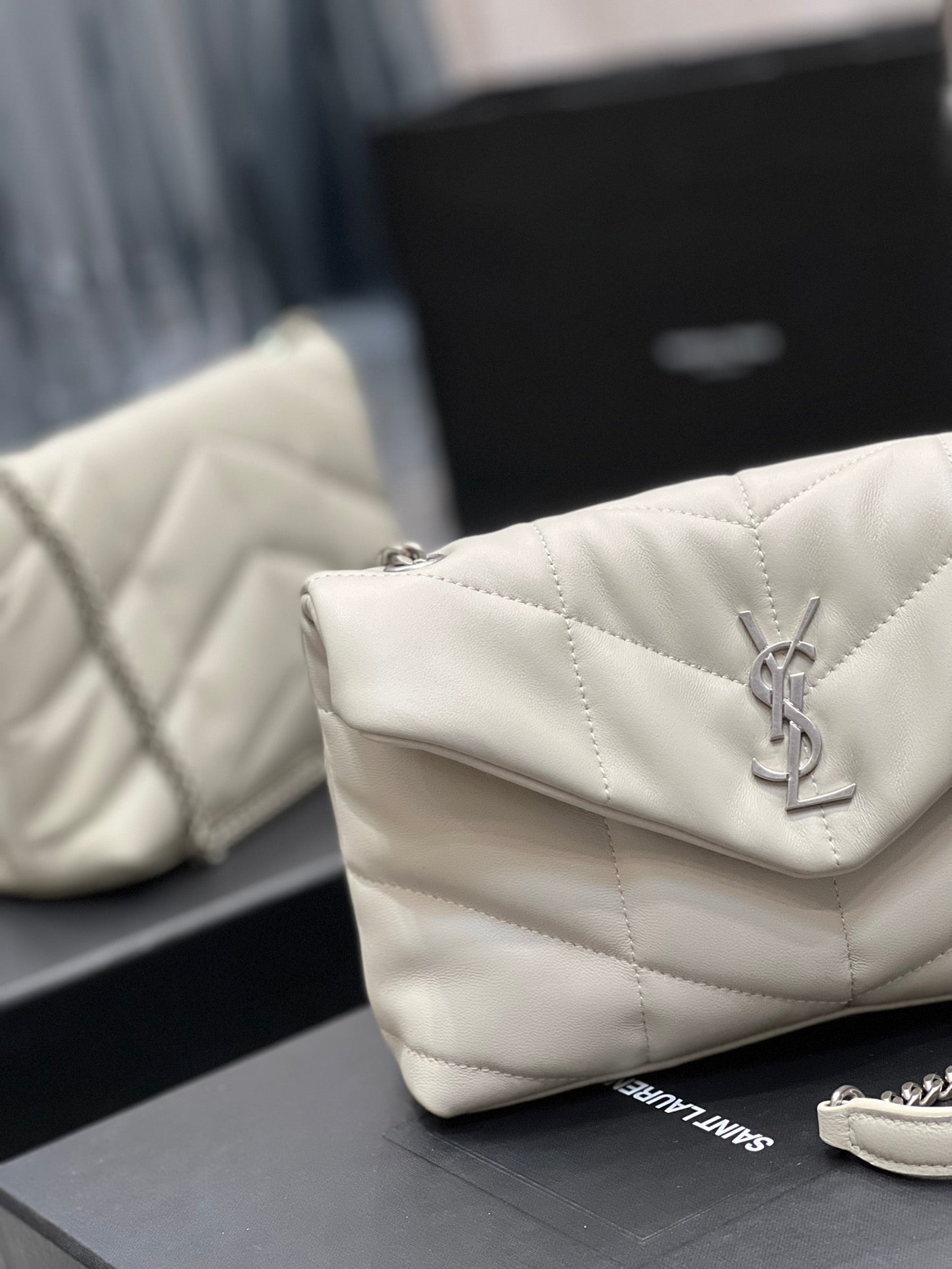 Saint Laurent Loulou Small Quilted Leather Shoulder Bag - Cream White