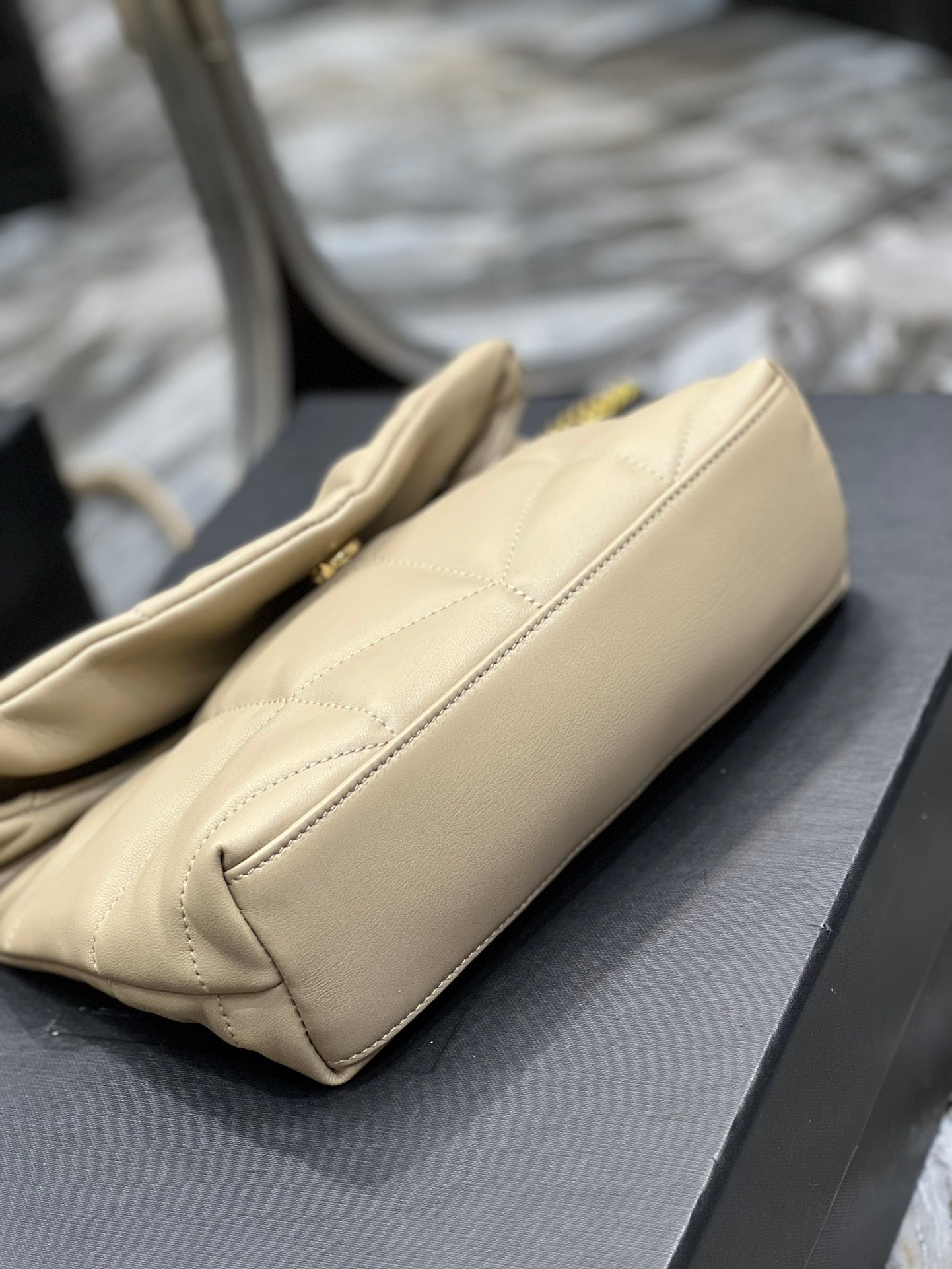 Saint Laurent Loulou Puffer Small Bag in Beige Quilted Leather