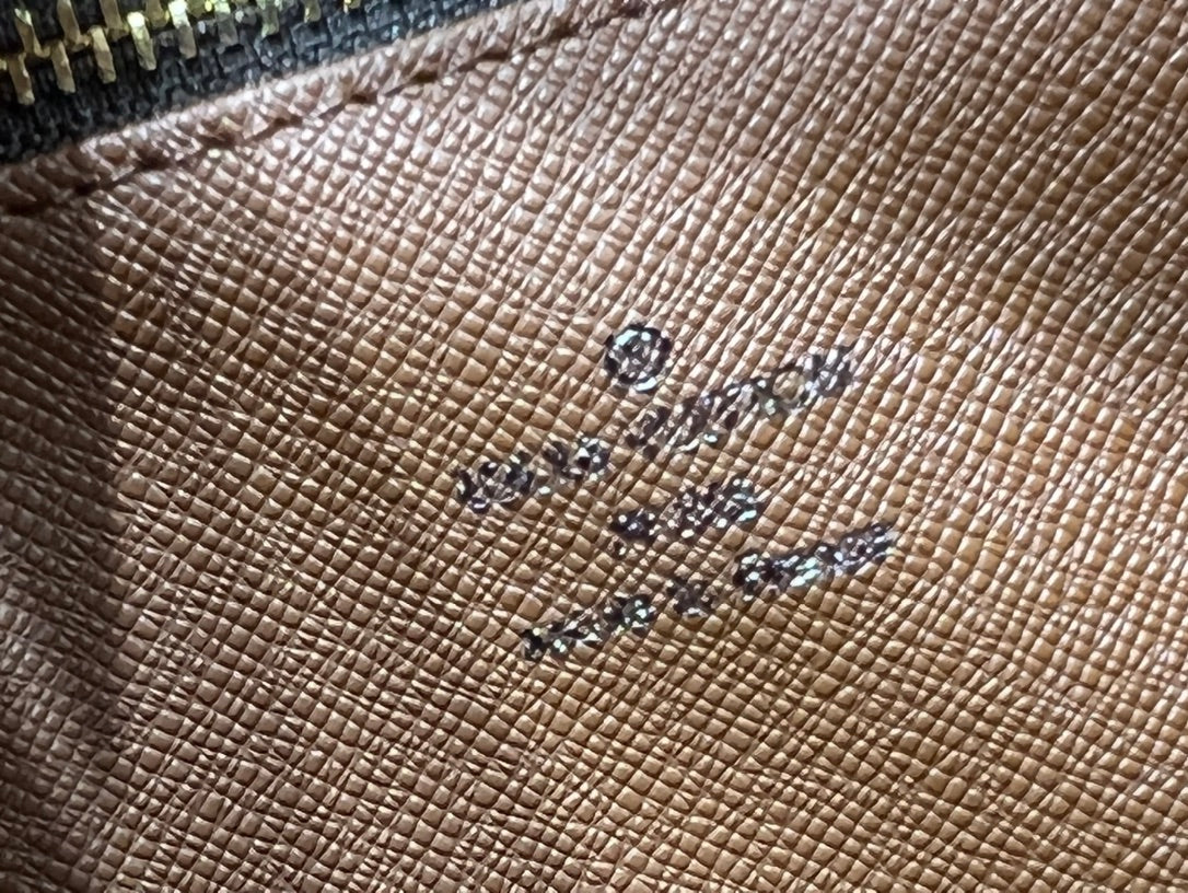 Louis Vuitton Vintage Brown Monogram Canvas Crossbody Bag with Leather Trim